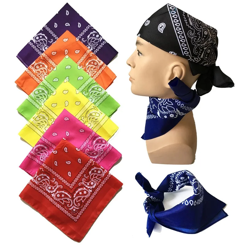 

Fashion Scarf Women Hair Accessories Linen Bandana Square Female Bandanas Headwear Rock Cool Girls Multi Paisley Headbands