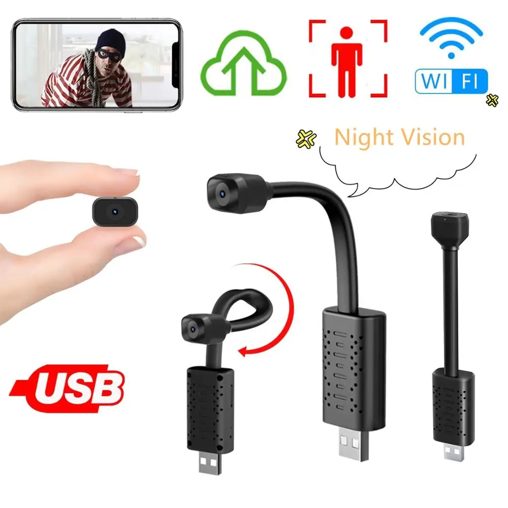 

Surveillance Camera Wifi Mini Camcorders IP USB 1080P P2P Smart AI Human Detection Night vision Micra Cam suport Hidden tf card