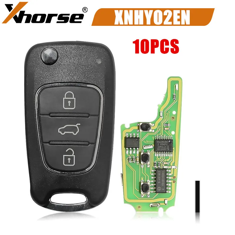 

10PCS/LOT Xhorse XNHY02EN Wireless Universal Remote Key for HYUNDAI Flip 3 Buttons Remotes for VVDI2/VVDI Key Tool