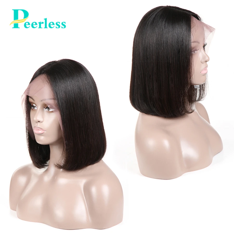 PEERLESS волосы 10-14 дюймов короткий боб парики 13*4 Кружева передние человеческие волосы парики предварительно сорванные необработанные девственные волосы