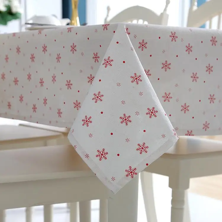 

45 New Year Tablecloth Red Snowflakes Christmas Pattern Table Cloth Wedding Decoration Banquet Washable Table Cover Textiles