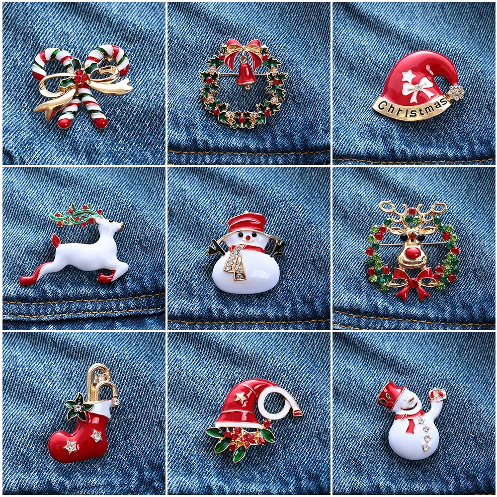 Рождественская брошь булавка Веселый милый Санта Клаус конфета эмаль шляпа