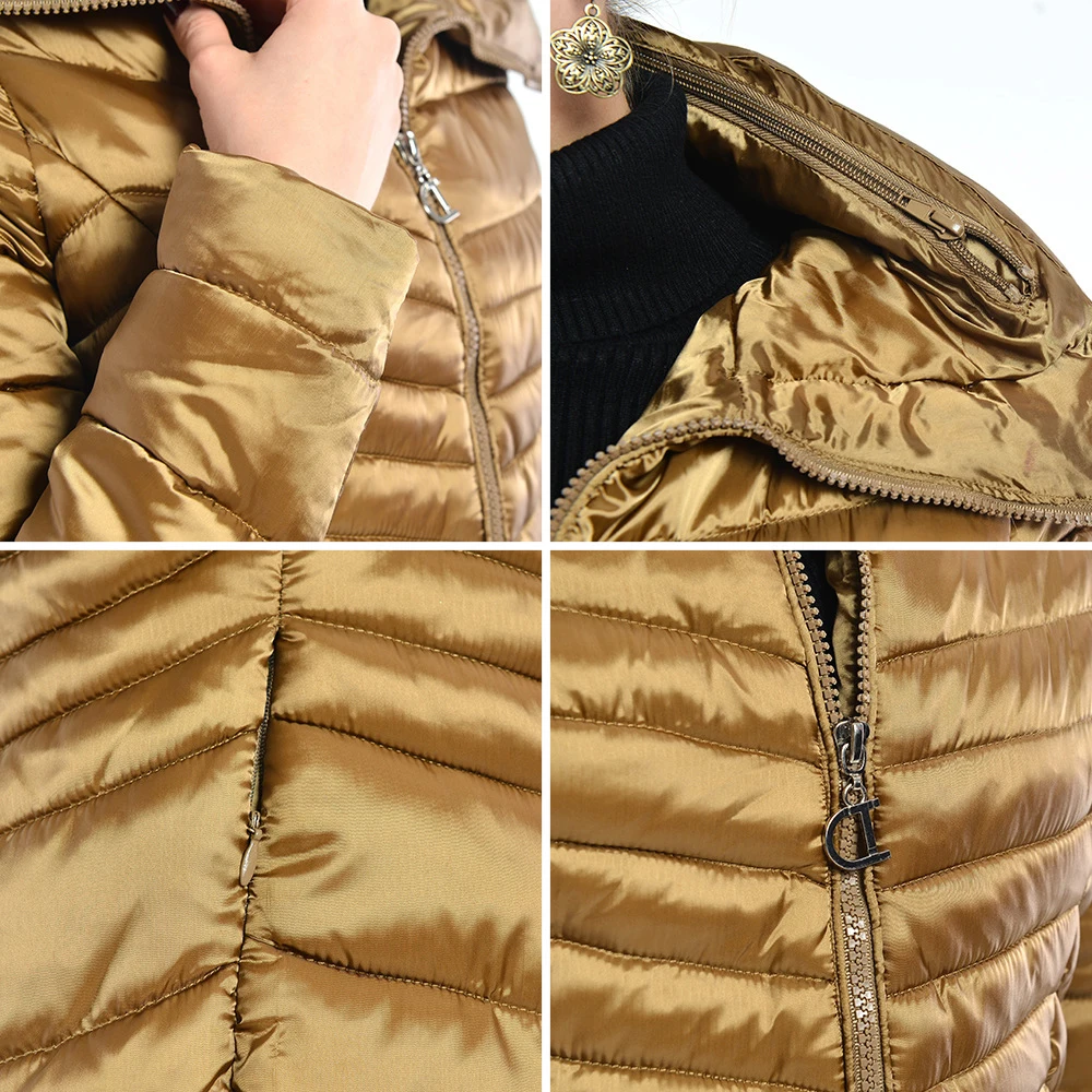 

JKP Slim Women Down Jackets Padded Winter Warm Stand Collar Long Sleeve Overcoat Solid Color Female Basic Padded Coats MF-04