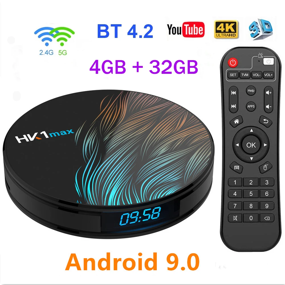 HK1 макс. 4 г 32 Android 9 0 ТВ коробка ядра RK3328 64bit Процессор USB3.0 2 4G 5G WI FI H.265 4K набор Miracast