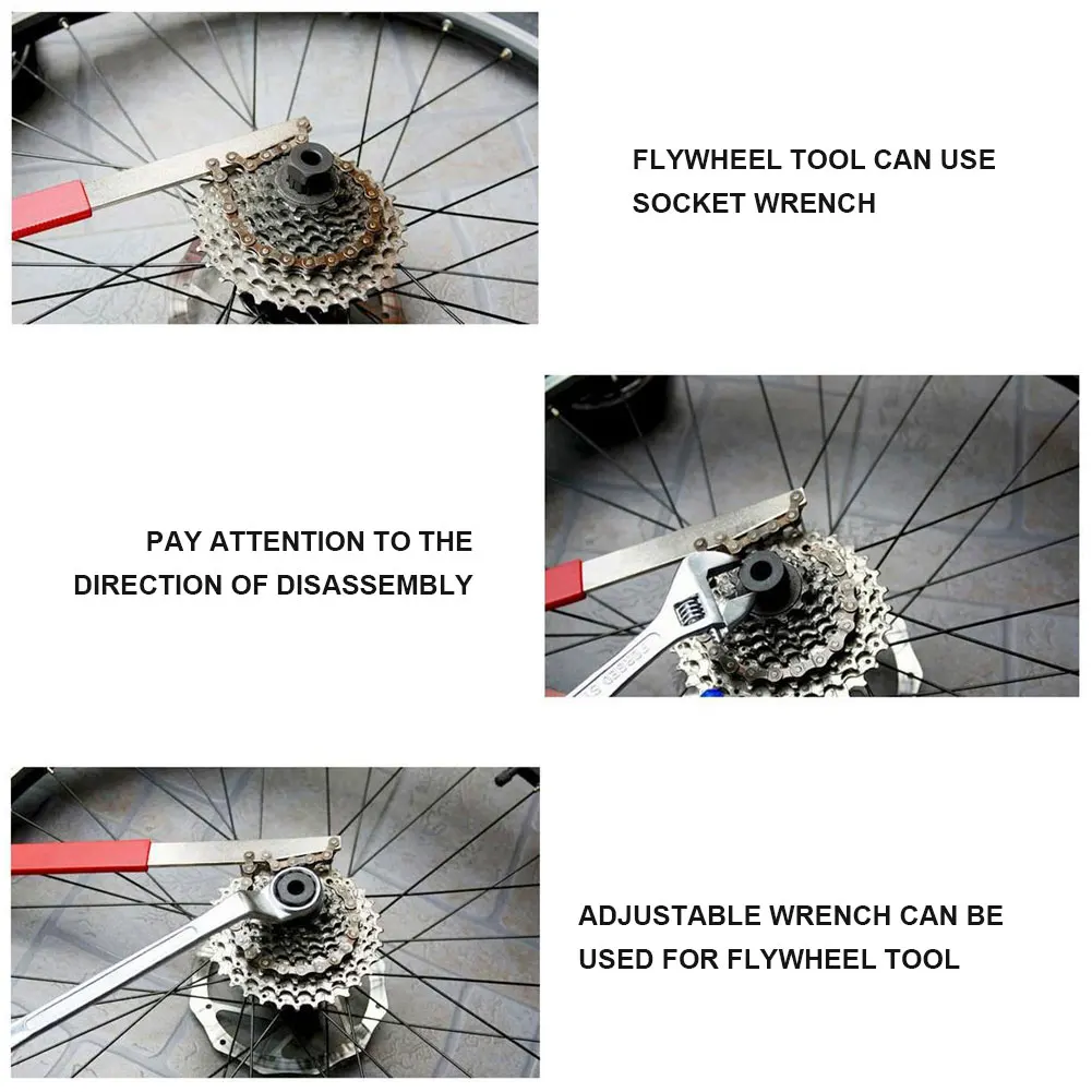 

Bicycle Flywheel Chain Wrench Bike Repair Tool Kits Flywheels Installation and Removal Tools Fit for all Shimano Cassette