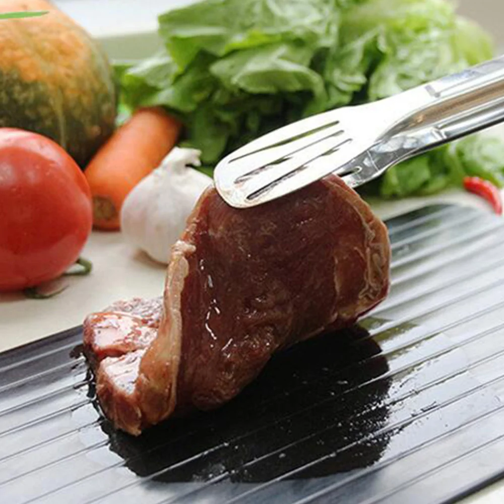 

2Pcs Quick Thawing Plates Fast Defrosting Trays Meat Defrosting Plates (Black)