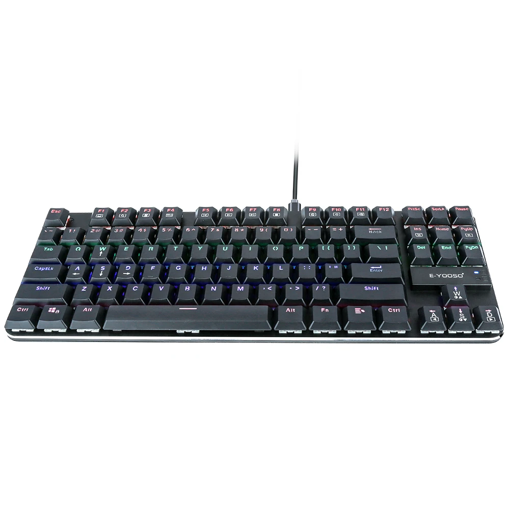 Низкопрофильная Механическая игровая клавиатура HUO JI K630 TKL 87 клавиш голубой