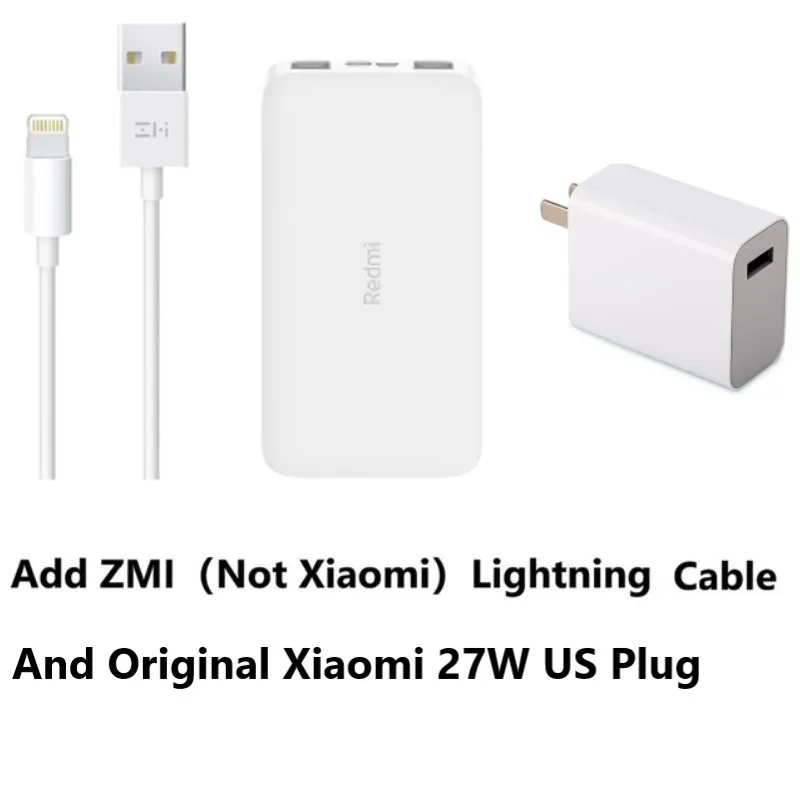 Set 1 Xiao mi Red mi power Bank 10000 мАч PB100LZM usb type C Портативная зарядка mi power bank 10000 Внешняя батарея повербанк - Цвет: Set 1