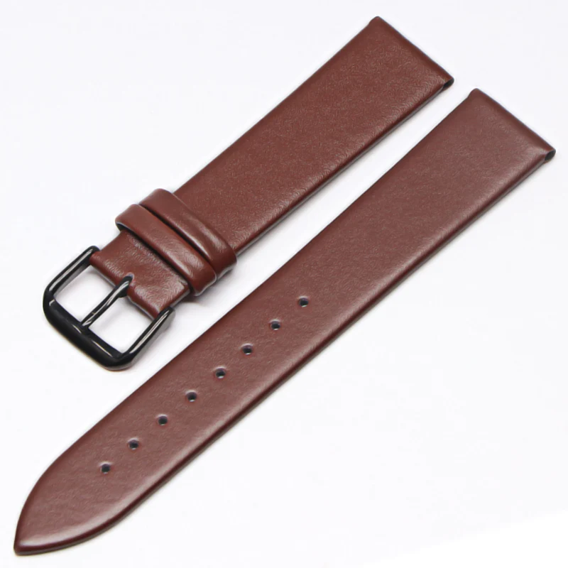 Genuine Leather Watchbands 18mm 20mm 22mm 24mm Black  Brown Women Men Cowhide Watch Band Strap Belt With Buckle