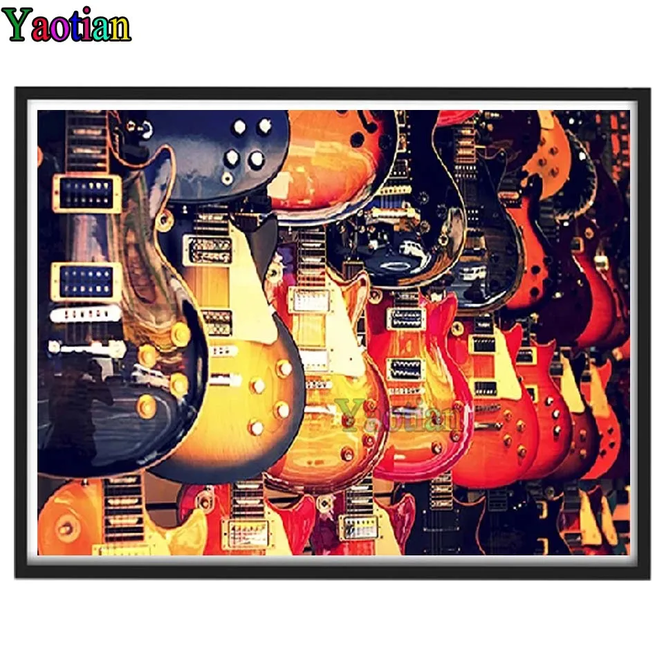 

Guitars Musical Instrument 5d Diamond full Diamond Painting Cross Stitch Diamond Embroidery Pattern rhinestone decoration