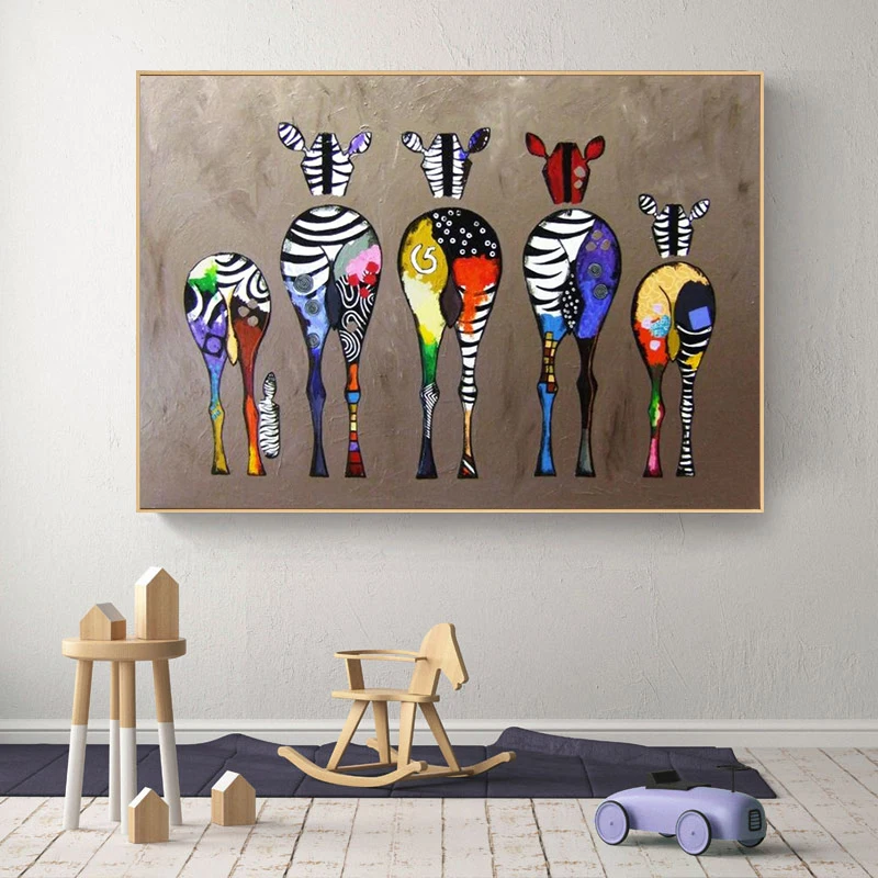 

Colorful Animals Zebra Posters and Prints Canvas Abstract Painting Scandinavian Art Wall Pictures for Living Room Decor Cuadros