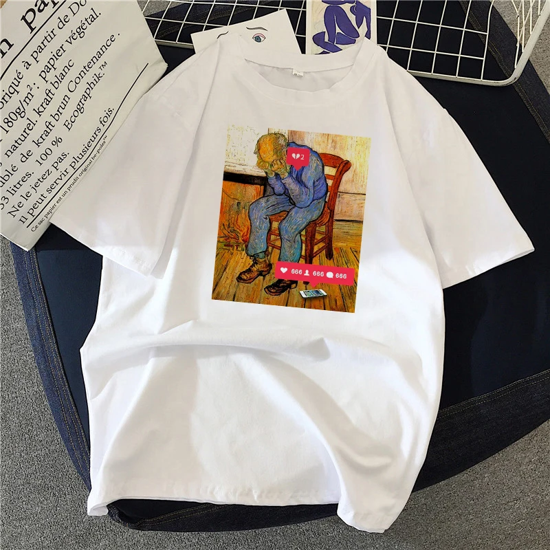 Футболка женская винтажная в стиле 90-х модный топ с винтажным принтом Винсента
