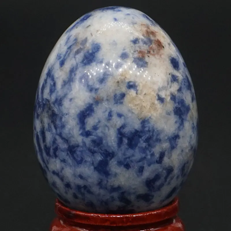 

30x40MM Natural Stone Blue Spot Jasper Sphere Egg Healing Reiki Crafts Stone Massage Finger Exercise