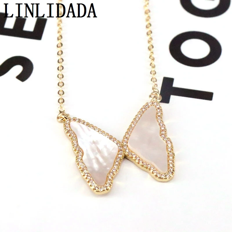 

5 шт. модное CZ микро проложить белый корпус бабочка ожерелье для женщин золотой цвет цепочка Подвески Ожерелья вечерние ювелирные изделия