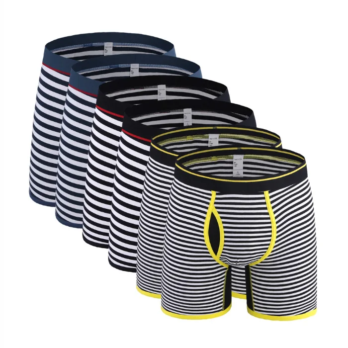 6Pcs 0710 Mix A31 6 шт./лот,, полосатые боксеры для мужчин, хлопковое длинное нижнее белье, мужские трусы-боксеры, мужские трусы размера плюс, мужские трусы-боксеры - Цвет: 6Pcs 0710 Mix A31