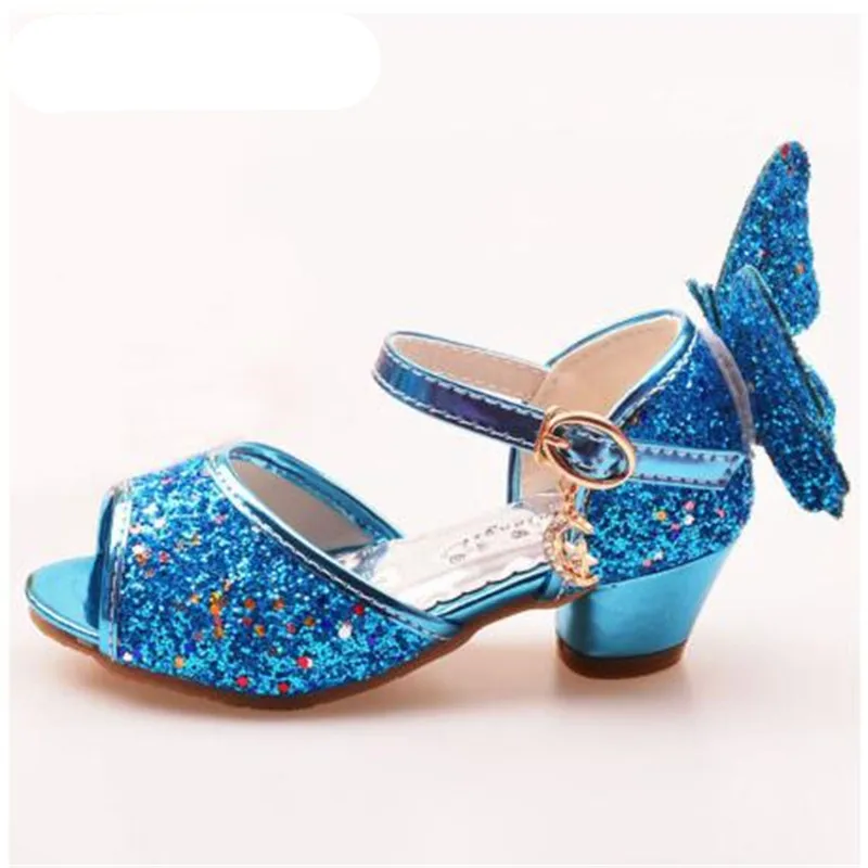 Сандалии для девочек со стразами бабочки розовые туфли латиноамериканских