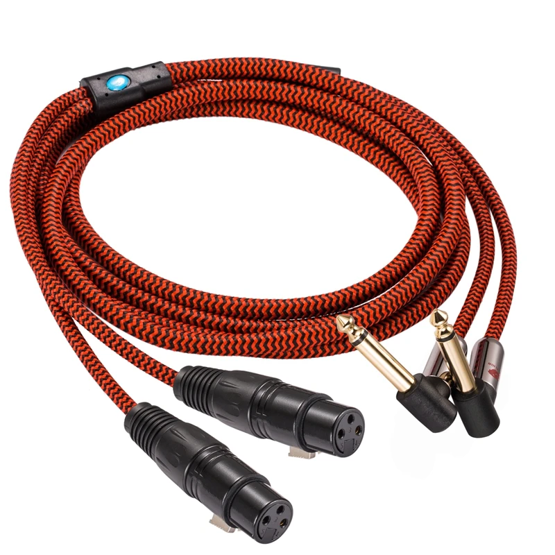 Hi-Fi угловой аудиокабель 1/4 "с двумя штекерами 6 35 мм и XLR 3-контактный гнездовой
