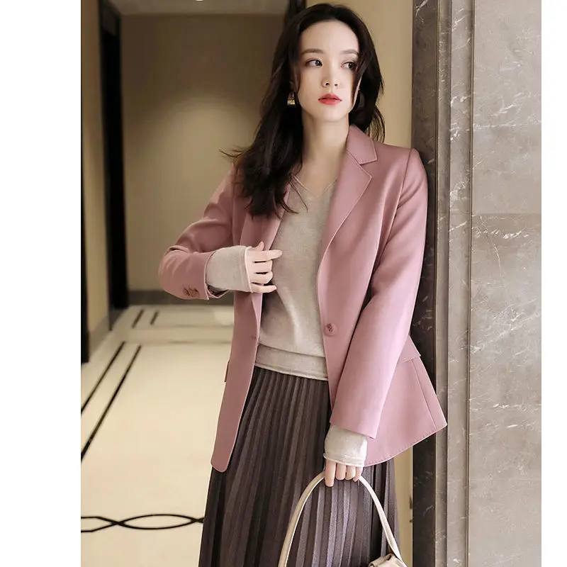 

Direct selling spring 2021 new rose one-button suit jacket women loose all-match casual top
