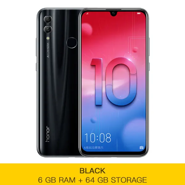 6GB 64GB Black Смартфон Honor 10 Lite Kirin 710, 4 Гб, 6 ГБ ОЗУ, 64 ГБ, 128 Гб ПЗУ, экран 6,21 дюйма, Android 9, четыре ядра, 3 камеры, мобильный телефон - Цвет: 6GB 64GB Black