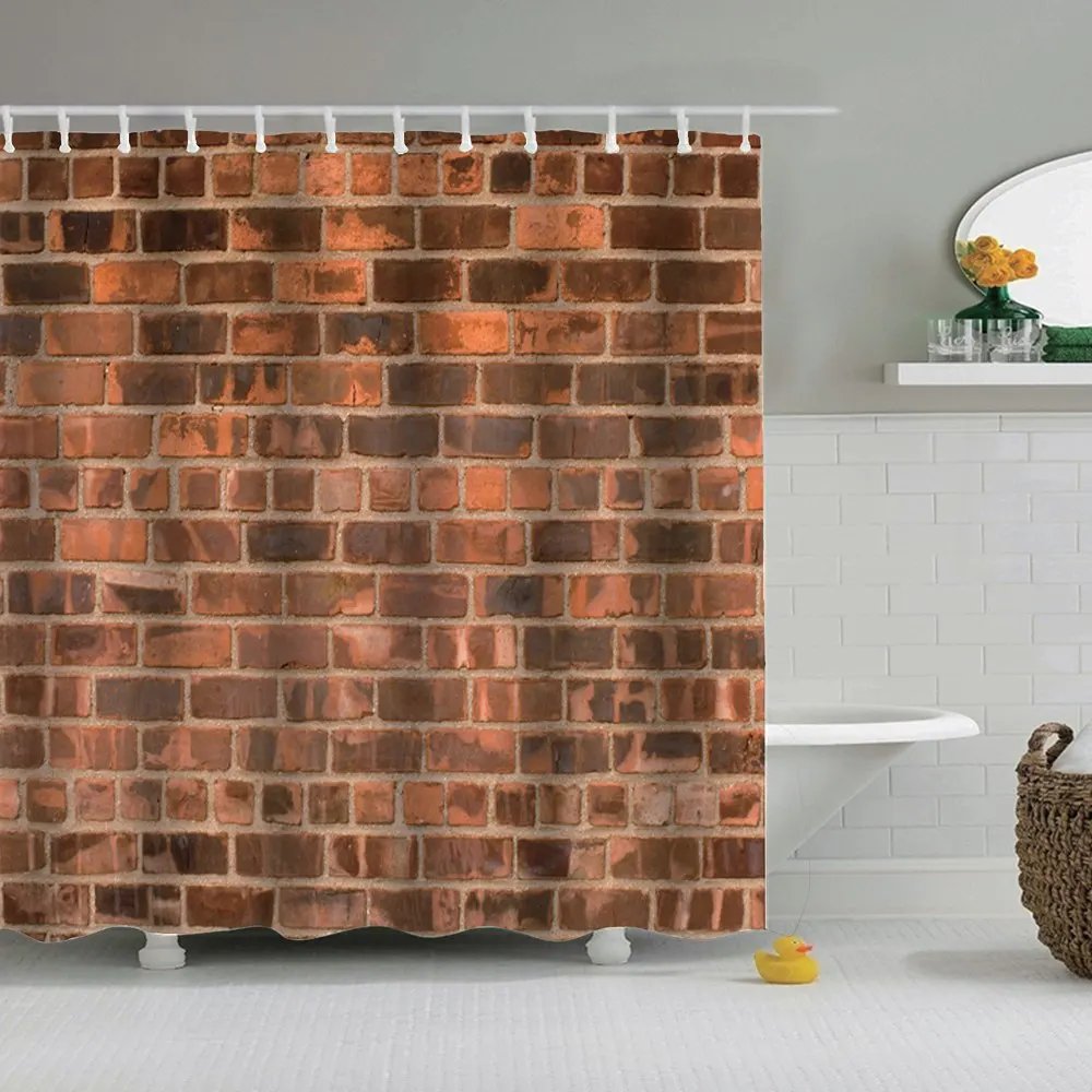 Кирпичная душевая занавеска Dafield красная стена в деревенском стиле городской