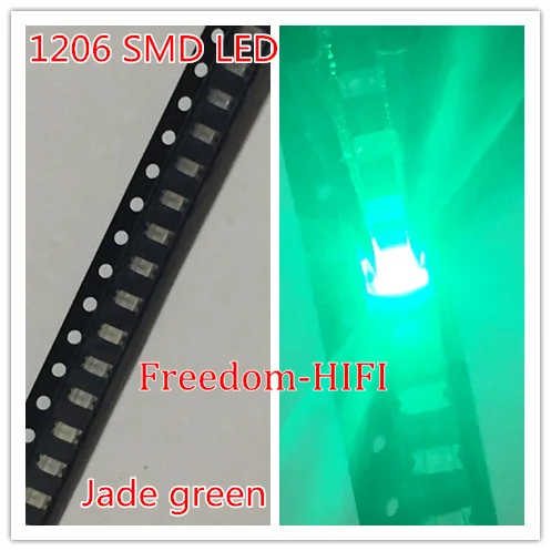 100 шт./лот супер яркое 1206 зеленое освещение SMD светодиодный Диод 3216 диоды чистый