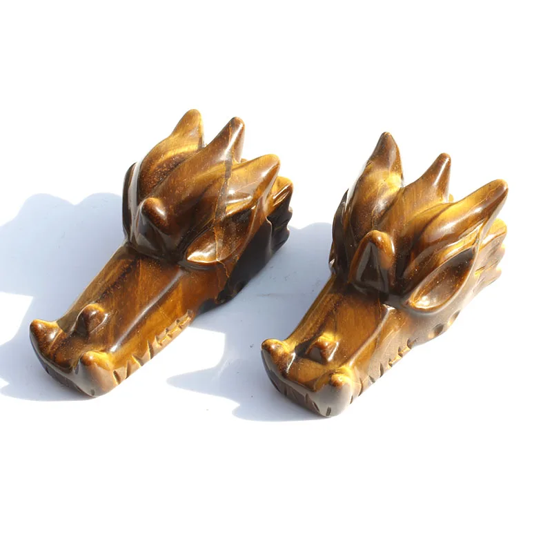 

1 Pcs Natural Tiger Eye Crystal Stone Dragon Head Craft