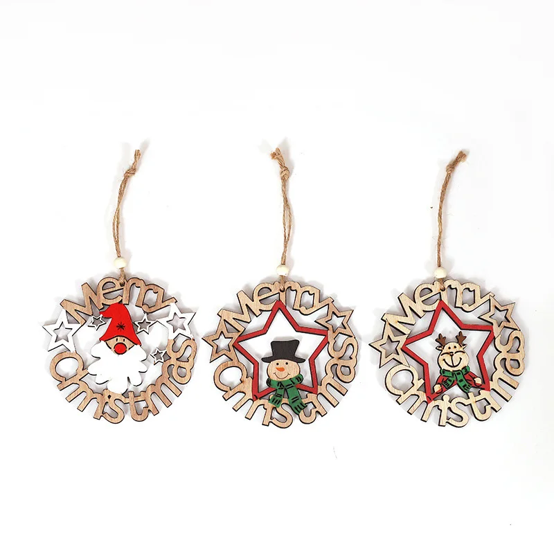 Счастливого Рождества деревянные полые буквы подвесное украшение снеговик