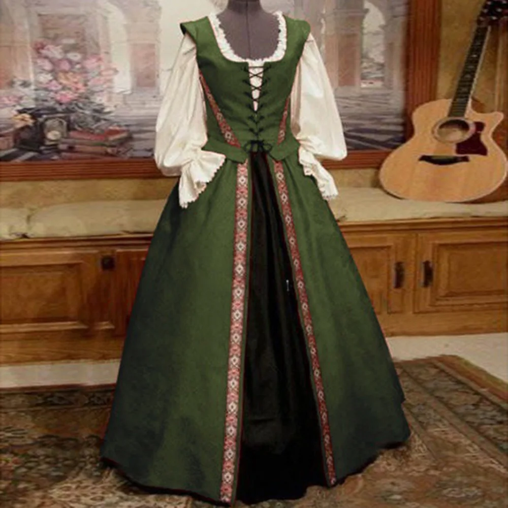 Женское платье 18th Century возрождения средневековый костюм с пышными рукавами