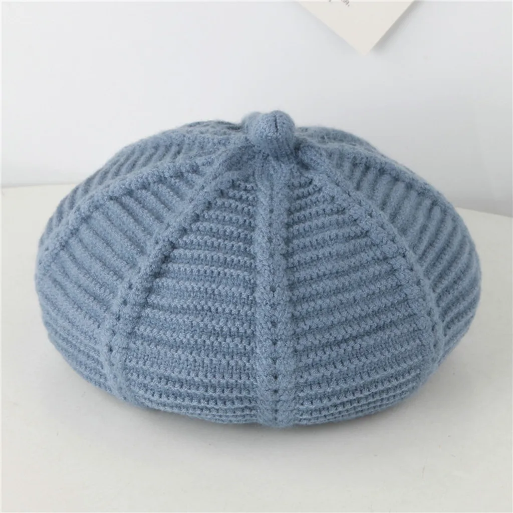 Детский берет gorras, одноцветная полоска, шерстяная вязаная шапка в виде тыквы, boalar shlyapa Sombrero de nigno Czapka dziecienca sea4