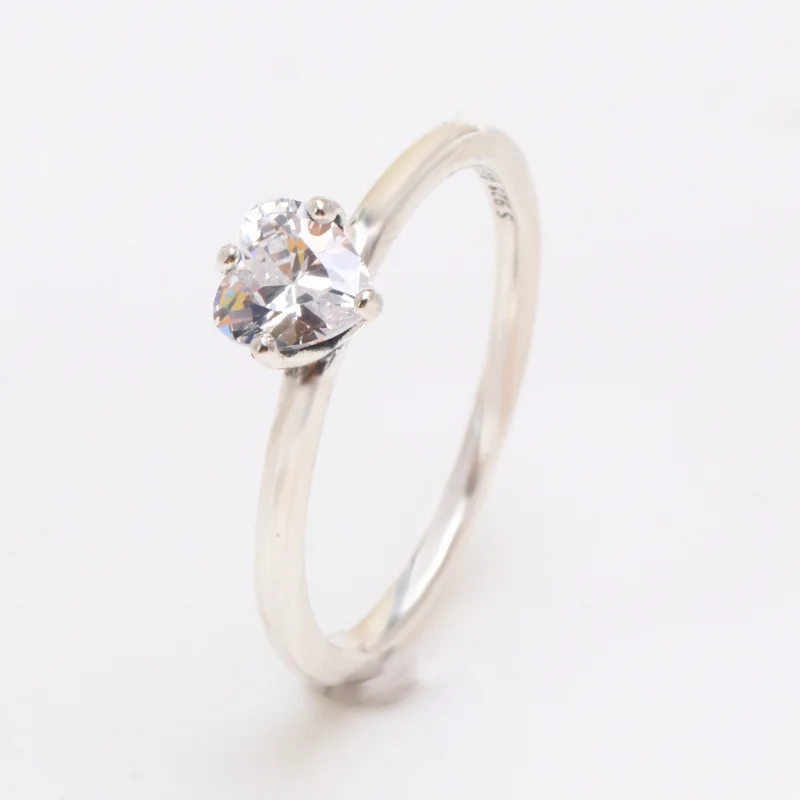 

100% 925 Sterling Silver Pan Ring Love Pair Ring Couple Transparent Ring For Women Wedding Party Gift Fashion Jewelry