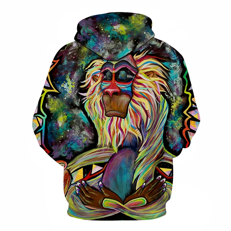 Граффити раста обезьяна старец медитация рафики Толстовка для мужчин wo мужчин 3d толстовки волшебник клоун масло орангутанг печати толстовки с капюшоном