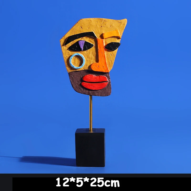 

Europe Resin Crafts Abstract Face Art Ornament Creative Home Wine Cabinet Decor Resin Sculpture Figurines Home Accessories Gift