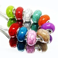 10pcs color striped large hole european beads for jewelry making fit pandora charm bracelet women girls diy snake chain bangle