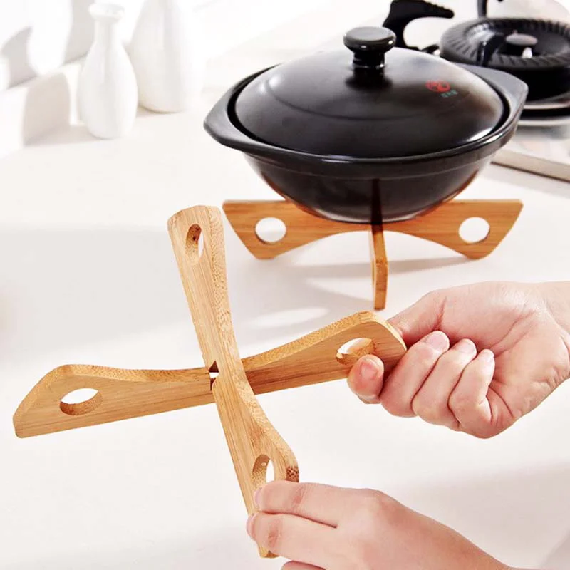 Fypo Detachable Wood Table Mat Kitchen Pot Heat Insulated Cooling Dish Potholders Gadget Holder Tray Rack Gadgets | Дом и сад