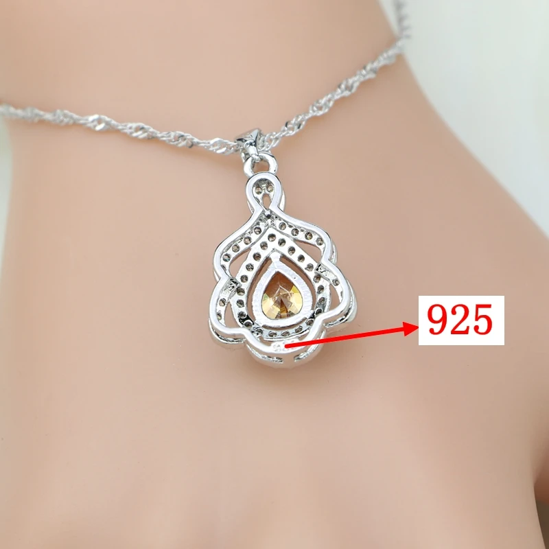 Женский комплект ювелирных изделий из стерлингового серебра 925 пробы с цирконием