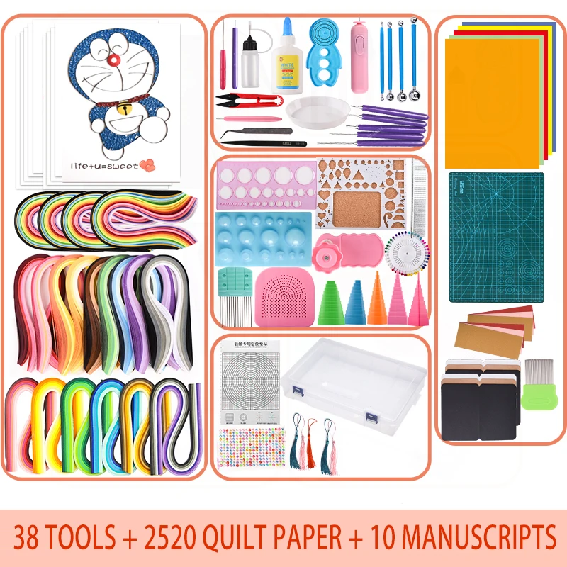 Conjunto de herramientas de Quilling de papel, pegamento para principiantes de Potali, materiales de manualidades, suministros de Scrapbooking, Kit de herramientas de Quilling-5