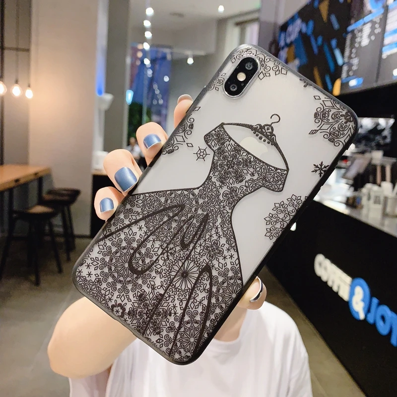 Для Apple iPhone X 11 Pro 6 6s 7 8 Plus XR XS 11Pro Max свадебное платье кружева цветочный узор Мягкий