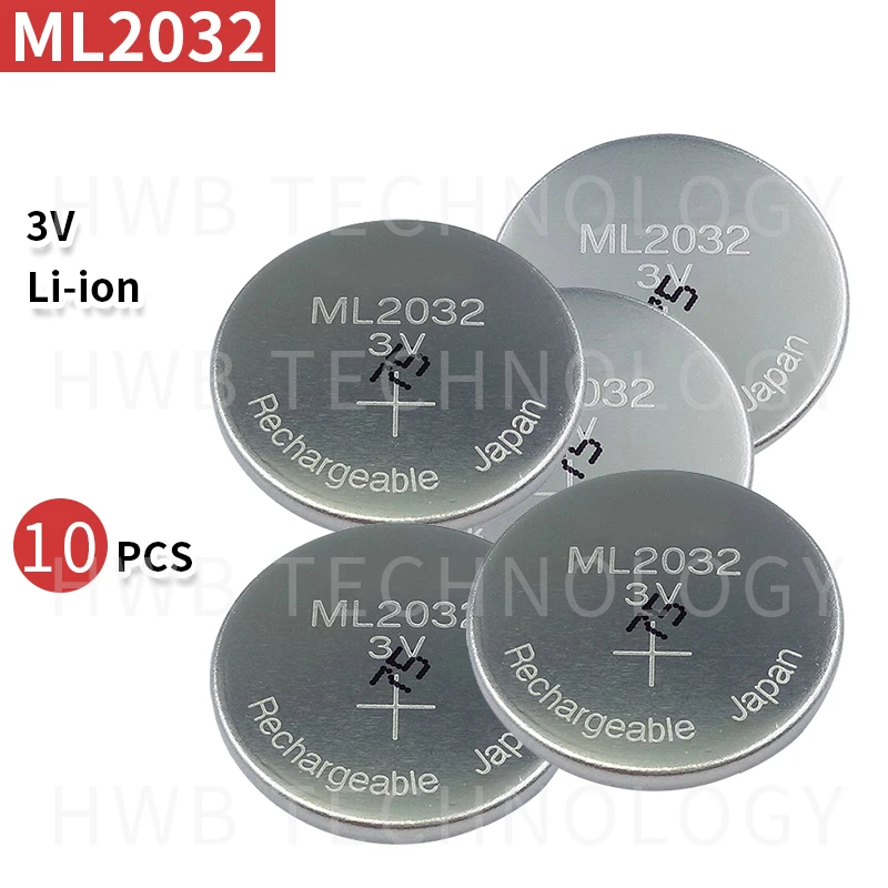 10 шт. новый оригинальный ML2032 3V перезаряжаемая литиевая батарея кнопка батареи