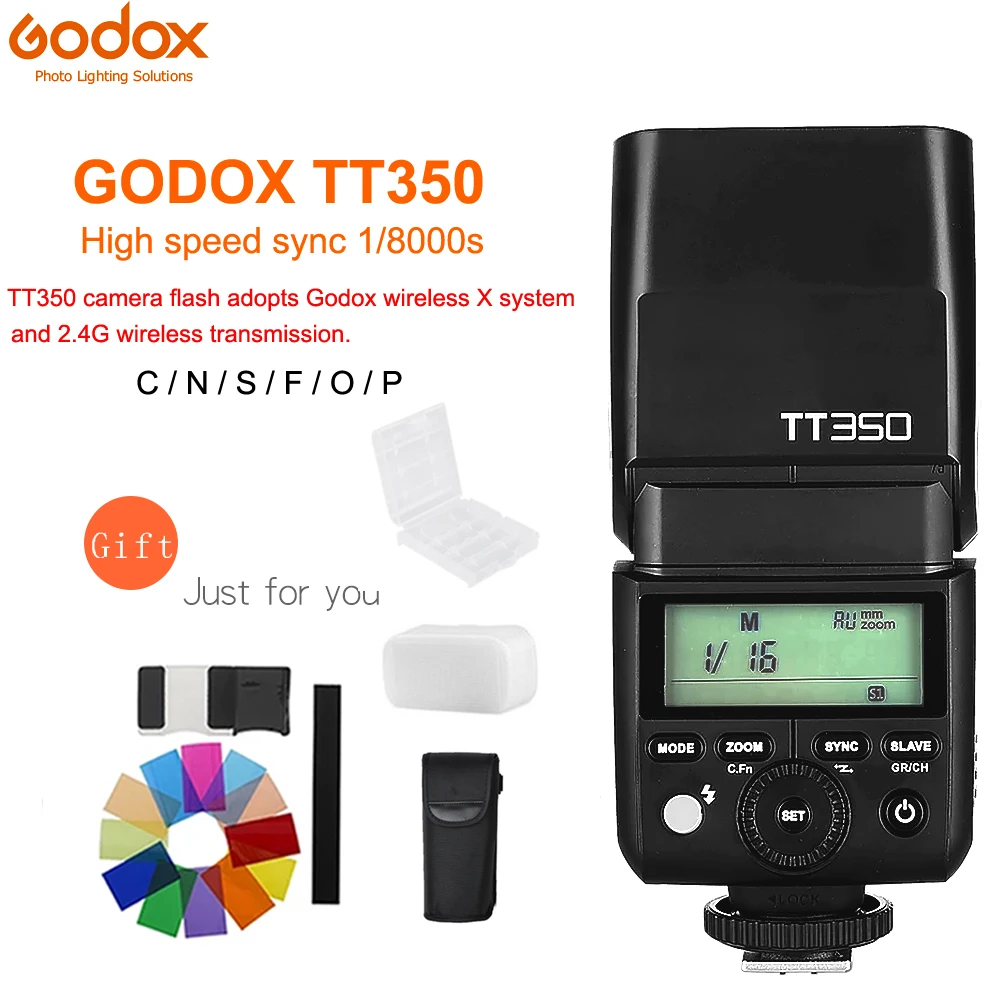 Вспышка GODOX TT350 Mini Flash Light 2 4G Беспроводная HSS TLL 1/8000s Speedlite для Canon Nikon Sony Fuji Olympus Panasonic