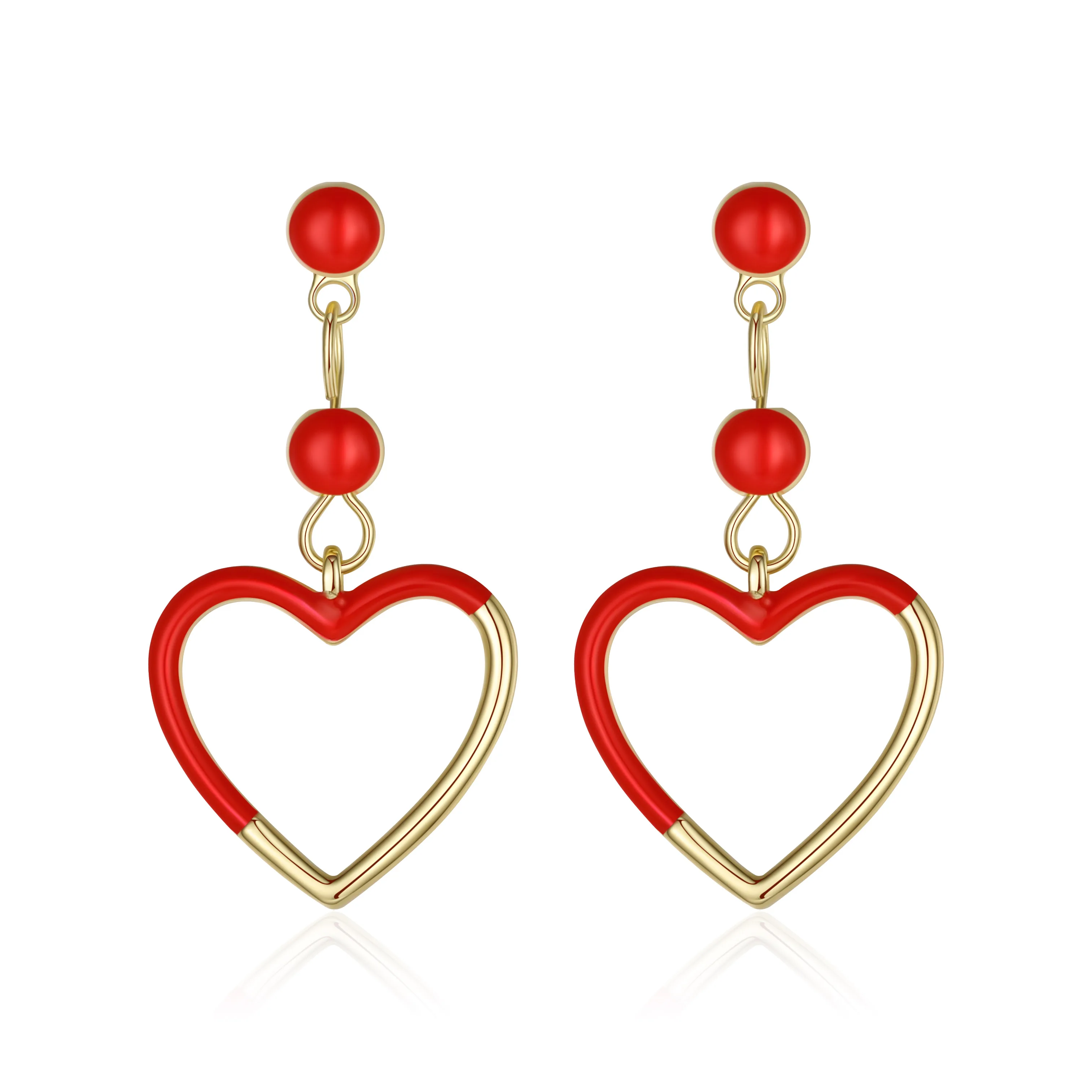 

Drop Earrings Red Love Heart Hollow Simple Beads Daily Gift For Children Woman Daily Wear Romantic