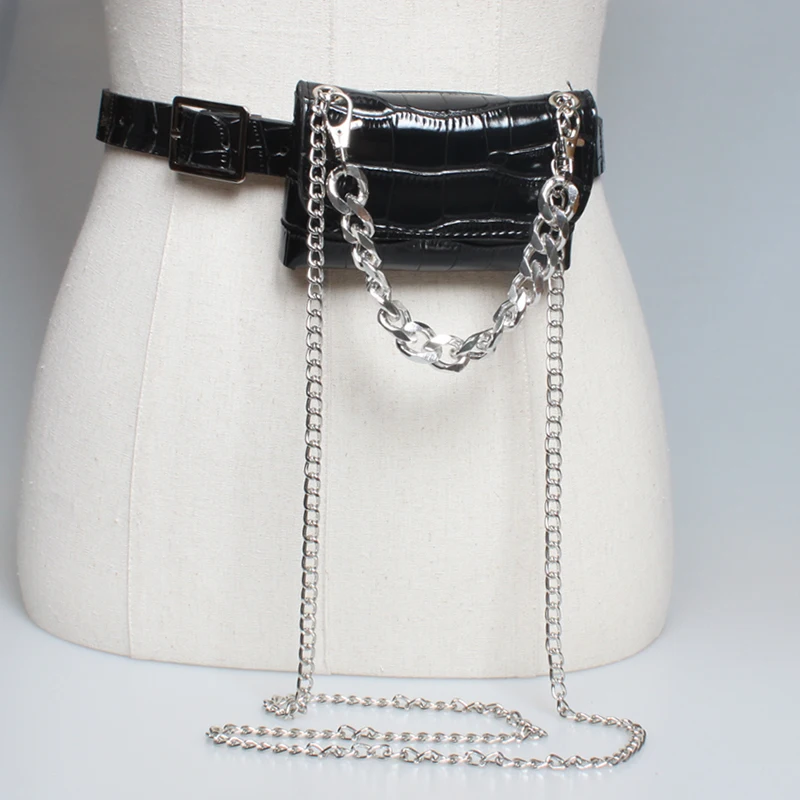 

Women's fashion punk chic thick chain Fanny pack 2020 new trend cross-body change chest bag Instagram ultra mini bag