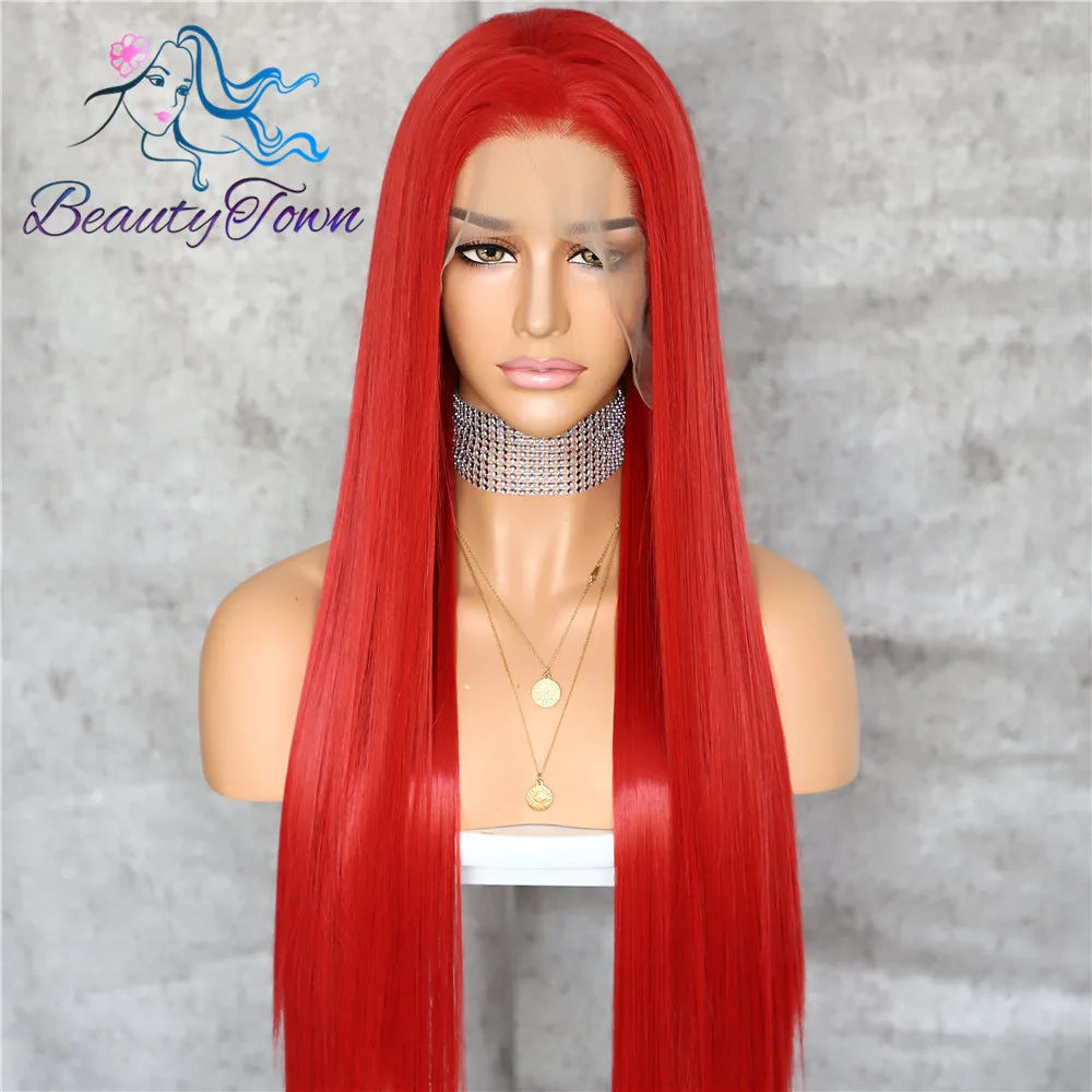 Большой кружевной парик beautycity Red 13x6 свободная часть термостойкие волосы с углом