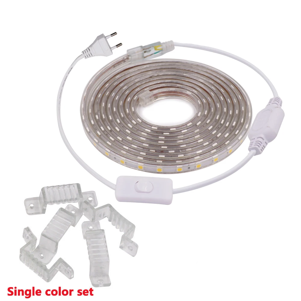 Светодиодный светильник с музыкальной RGB полоской 5050 SMD 220V 110V AC 60 светодиодный 120 светодиодный водонепроницаемый гибкий светильник для украшения дома 24key пульт дистанционного управления