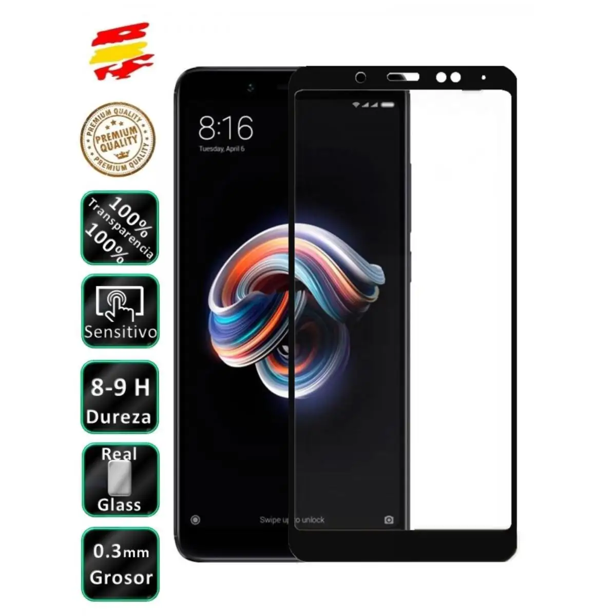 Защита экрана для Xiaomi Redmi Note 5 черное закаленное стекло | Мобильные телефоны и