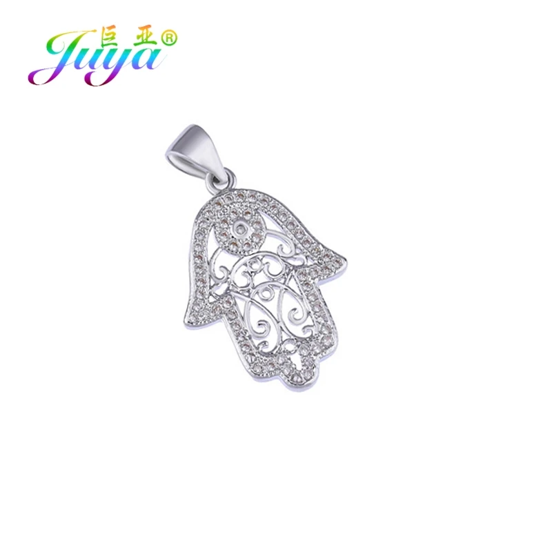 White Gold Juya DIY аксессуары для ювелирных изделий, принадлежности для рук Хамса, сглаза, очаровательные соединители для женщин и мужчин, классический турецкий материал для изготовления ювелирных изделий - Цвет: White Gold