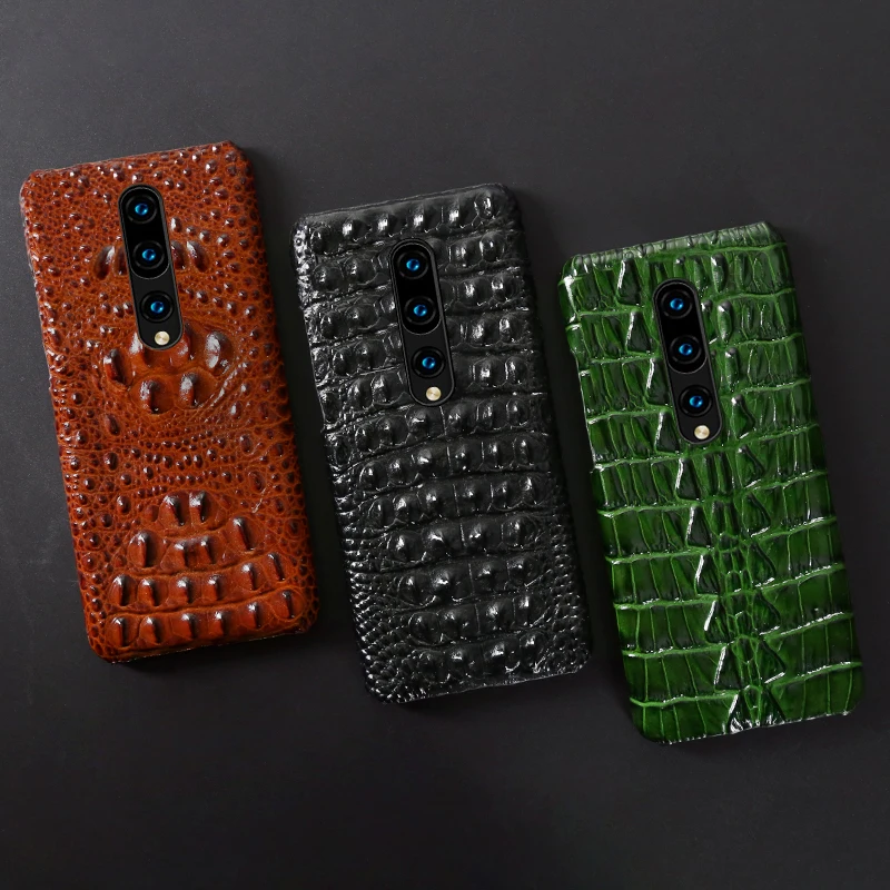 

Genuine Leather Phone Case For Oneplus Nord 8 Pro 7 Pro 7T Pro 6 6T 5 5T 3 3T Crocodile Head Texture Back Cover Cowhide Funda
