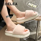 2021 г.; Пушистые домашние тапочки; Женские и мужские вьетнамки из искусственного меха; Женские тапочки с открытым носком; Мягкие тапочки; Домашняя обувь на платформе