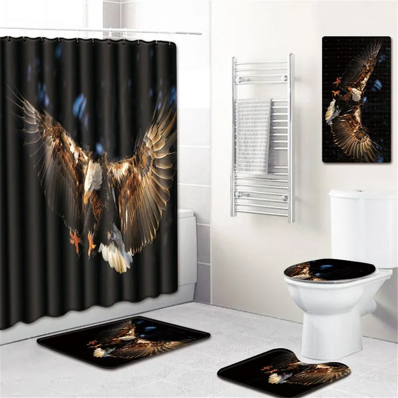 

Non-Slip Waterproof Floor Mat Shower Curtain Bathroom Mat Toilet Cover Foot Mat Bathtub Mat Kitchen Pad Five-Piece Carpet
