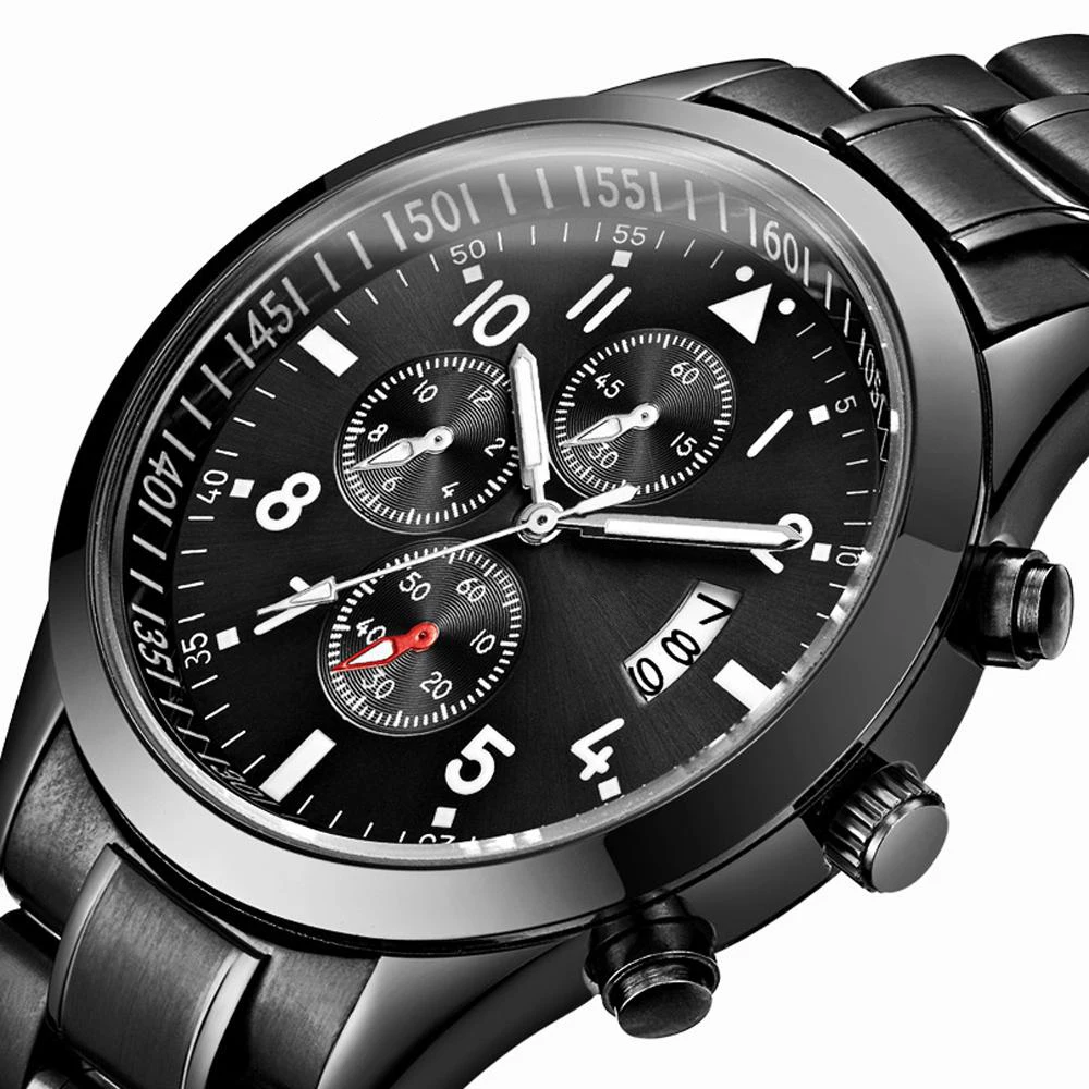 

Fngeen 2020 модные черные наручные часы мужские Лидирующий бренд роскошные известные мужские часы Дата кварцевые часы полностью Стальные наруч...