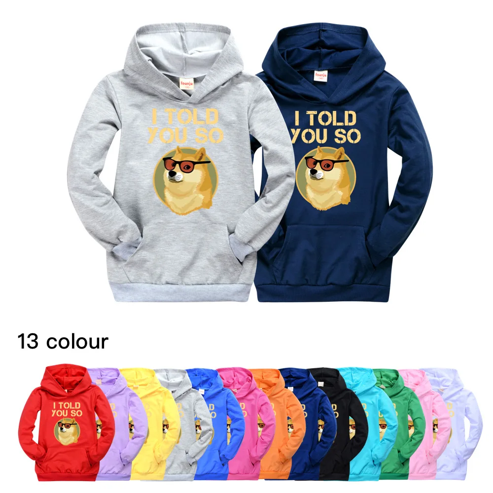 

Рубашка для подростков I Said YOU SO DOGECOIN Now DOG, модные весенние Осенние Топы унисекс, хлопковый свитер с карманами и капюшоном для мальчиков и дев...